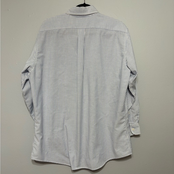 L.L. Bean Men’s White and Blue Striped Button-Down Shirt - Picture 6 of 6